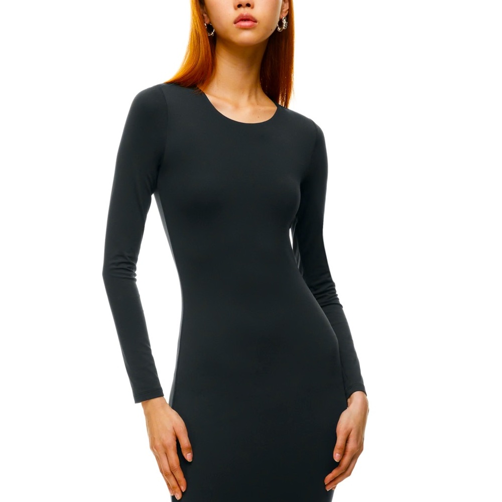 Aritzia Babaton Contour Crew Longsleeve Midi Dress In Gallery Green Sz Small NWT